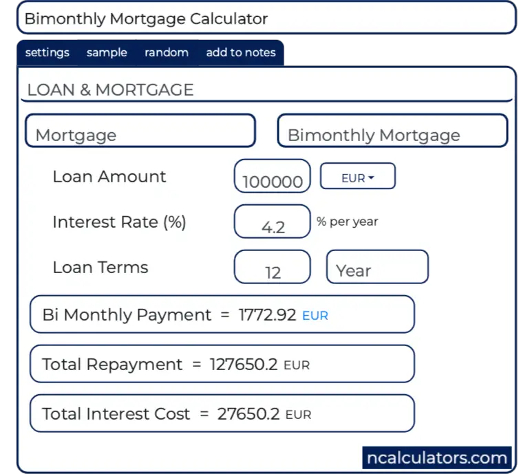 Bimonthly Mortgage Calculator
