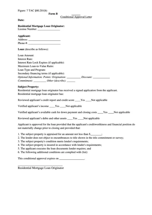 Conditional Approval Letter Template