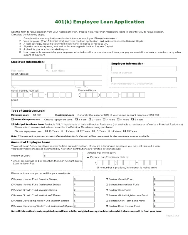 Employee Loan Application Form Sample