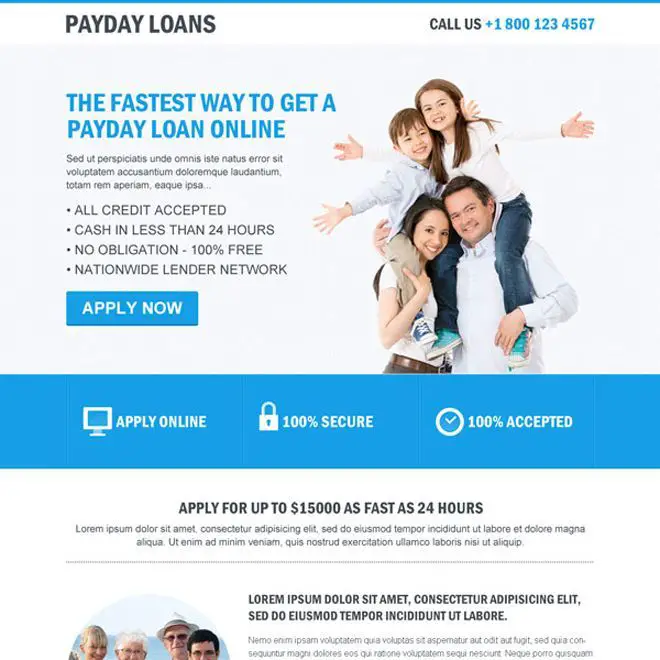 fastest way to get a payday loan online call to action landing page ...