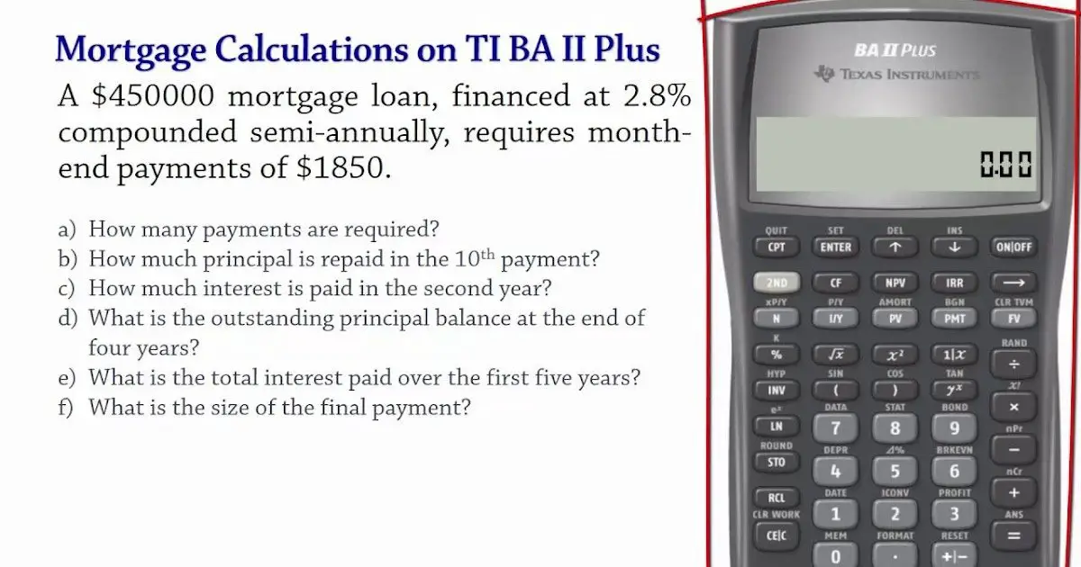 How To Calculate Monthly Mortgage Payment On Ba Ii Plus ...