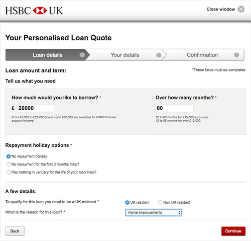 HSBC loan calculator UK