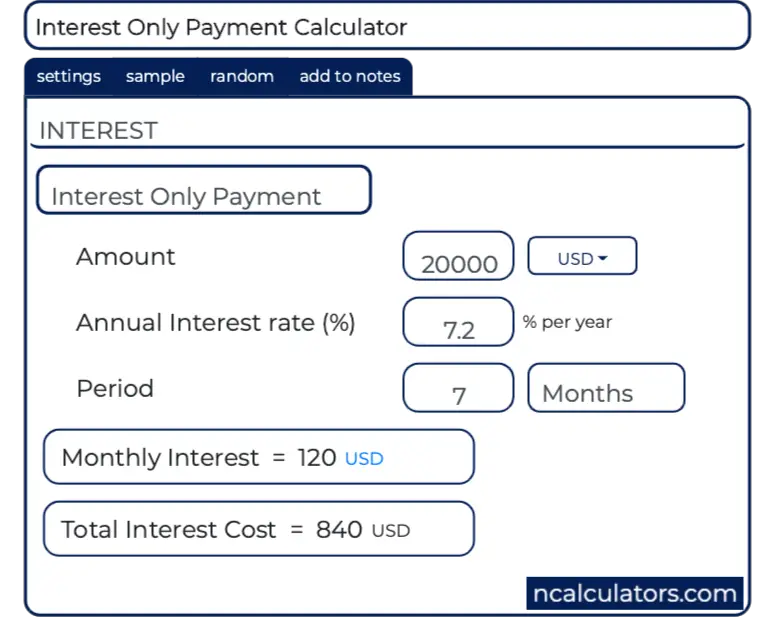 Interest Only Payment Calculator