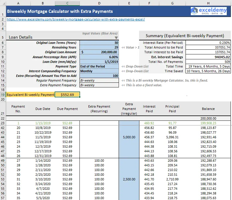 Mortgage calculator with annual lump sum payments