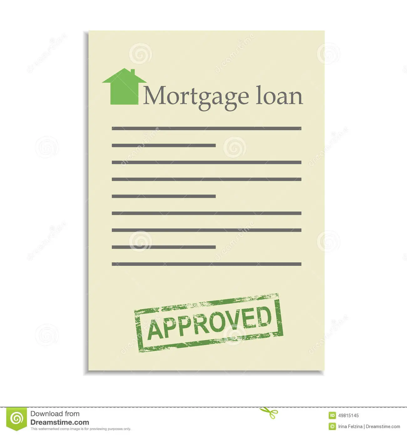 Mortgage Loan Document With Approved Stamp Stock Vector