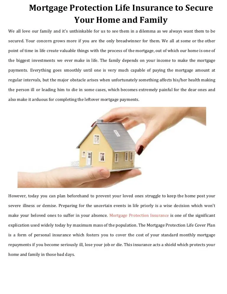 Mortgage Protection Life Insurance To Secure Your Home And Family