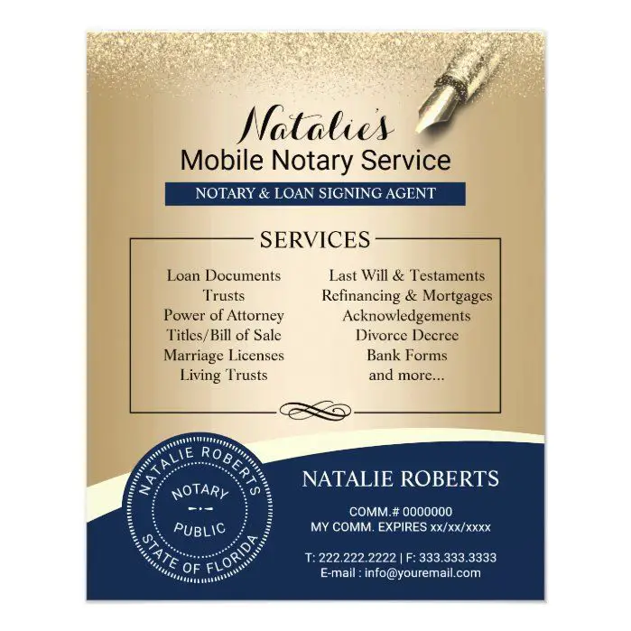 Notary Stamp Loan Signing Agent Navy &  Gold Flyer