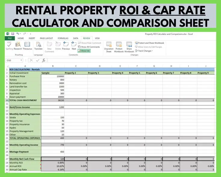 Rental Property ROI and Cap Rate Calculator and Comparison ...