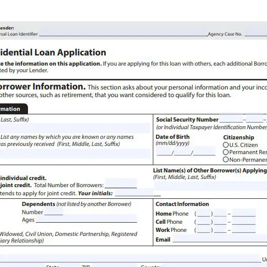 the 1003 mortgage application form definition