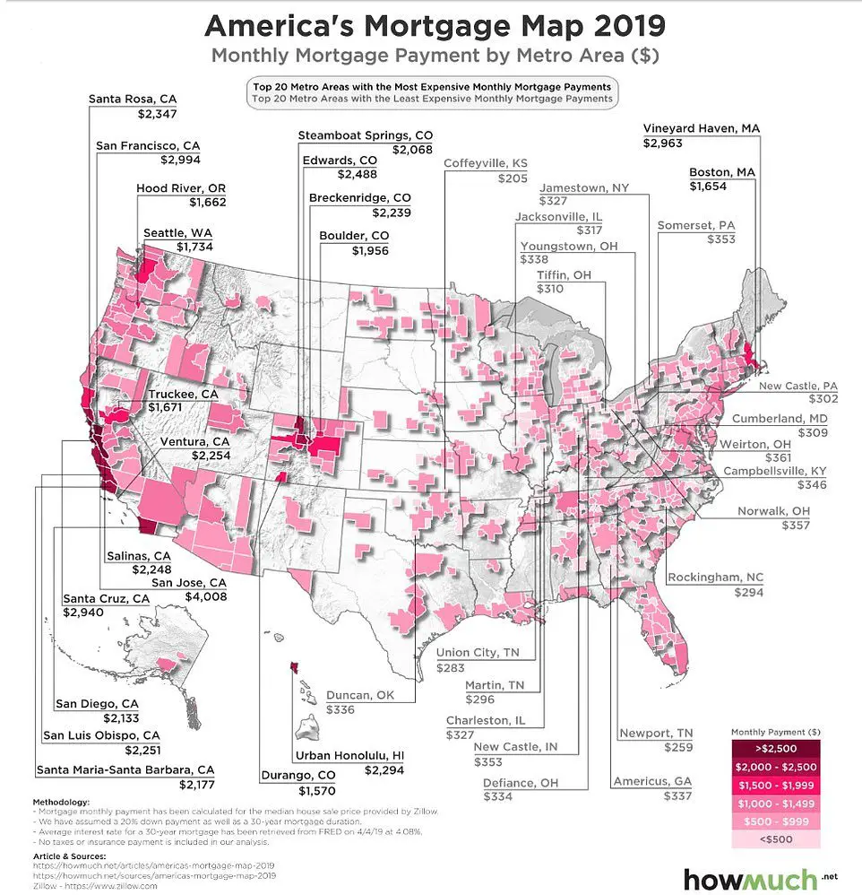 The cities with the highest and lowest mortgage payments in America ...