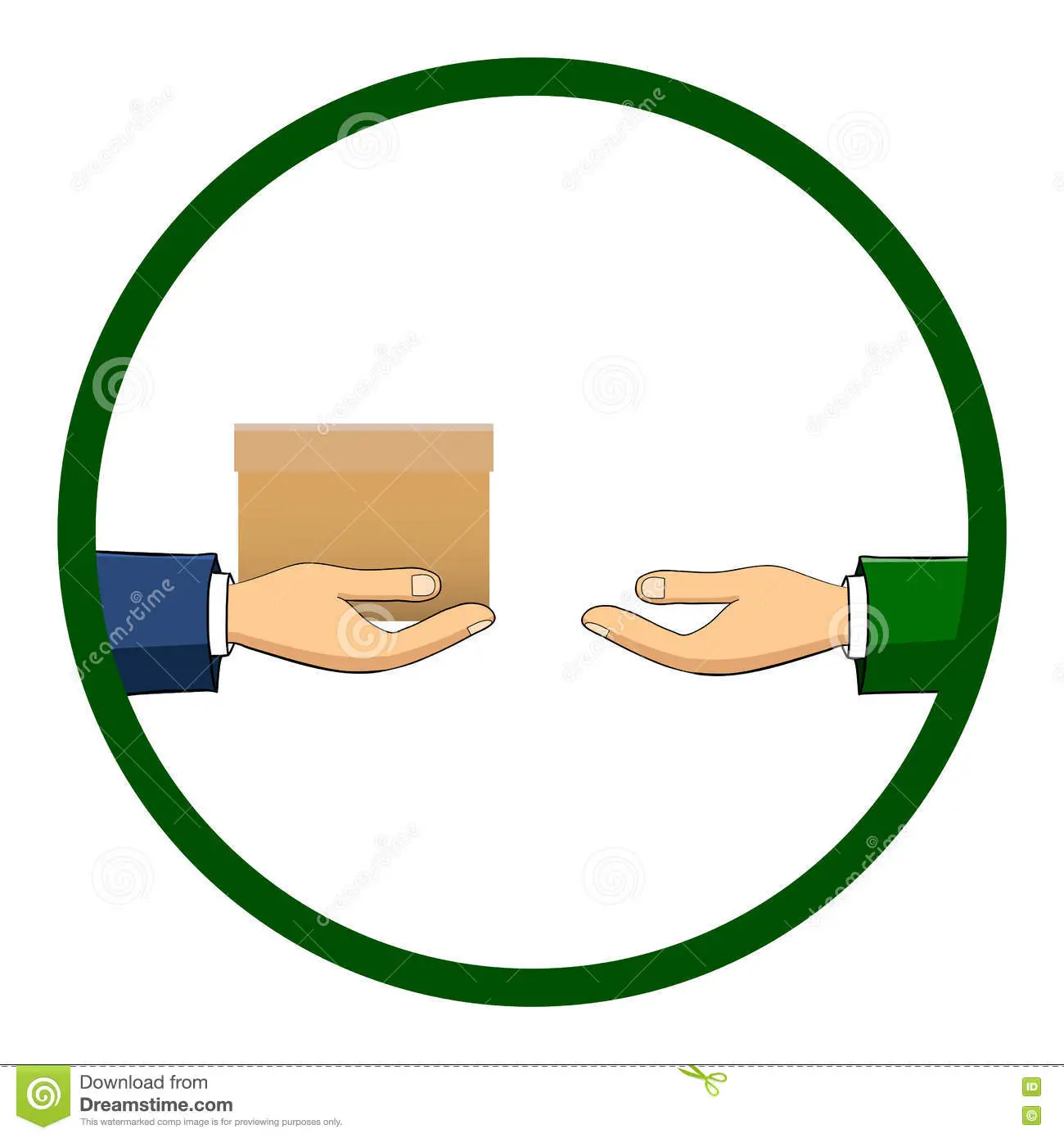 The Hand That Holds The Box, Gift, Transfers It To Another Person. Flat ...